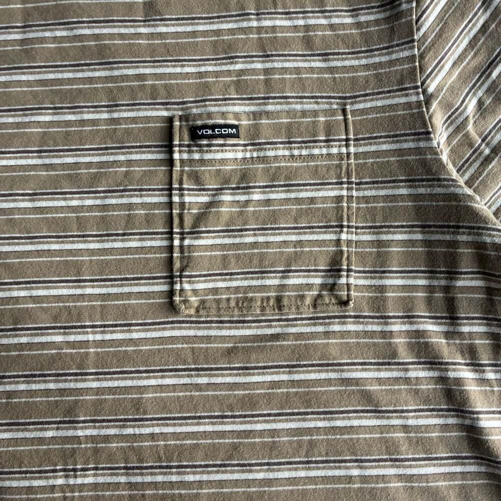 Volcom Men's Sylvan Striped Pocket T-Shirt Khaki - Picture 4 of 6